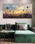 Multicolor Floral Prairie-Hand-Painted Texture Oil Painting Of A Dusk Wildflower Scene For Wall Art - Artwallpainting