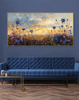 Multicolor Floral Prairie-Hand-Painted Texture Oil Painting Of A Dusk Wildflower Scene For Wall Art - Artwallpainting