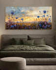 Multicolor Floral Prairie-Hand-Painted Texture Oil Painting Of A Dusk Wildflower Scene For Wall Art - Artwallpainting