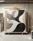 Multicolor Flow Within Minimalist Abstract Curved Shapes Canvas Painting - Artwallpainting