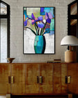 Multicolor Fractured Bloom-Texture Geometry Bottle Iris Oil Painting Wall Art - Artwallpainting
