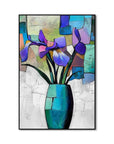 Multicolor Fractured Bloom-Texture Geometry Bottle Iris Oil Painting Wall Art - Artwallpainting