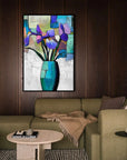 Multicolor Fractured Bloom-Texture Geometry Bottle Iris Oil Painting Wall Art - Artwallpainting