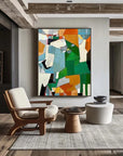 Multicolor Fragmented Harmony - Hand-Painted Geometric Abstract Oil Painting - Artwallpainting