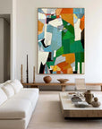 Multicolor Fragmented Harmony - Hand-Painted Geometric Abstract Oil Painting - Artwallpainting
