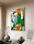 Multicolor Fragmented Harmony - Hand-Painted Geometric Abstract Oil Painting - Artwallpainting
