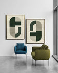 Multicolor Geometric Harmony Modern Minimalist Canvas Art Set Of 2 - Artwallpainting