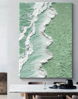 Multicolor Green And Ocean Shoreline Textured Canvas Art - Artwallpainting
