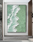 Multicolor Green And Ocean Shoreline Textured Canvas Art - Artwallpainting