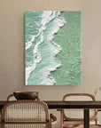 Multicolor Green And Ocean Shoreline Textured Canvas Art - Artwallpainting
