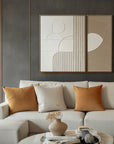 Multicolor Harmonic Duality-Modern Minimalist Art Featuring Arcs And Lines On A Double-Sided Wall - Artwallpainting