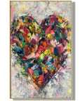 Multicolor Heart Of Abstraction-Vertical Hand-Painted Color Weaving Love Heart Abstract Wall Art - Artwallpainting