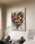 Multicolor Heart Of Abstraction-Vertical Hand-Painted Color Weaving Love Heart Abstract Wall Art - Artwallpainting