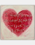 Multicolor Heartfelt Red Abstract Oil Painting Inspirational Birthday Text Art - Artwallpainting