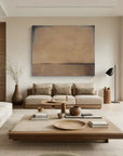Multicolor Horizon Of Silence - Minimalist Wabi-Sabi Abstract Oil Painting In Earth Tones - Artwallpainting