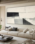 Multicolor Large Grey Beige Canvas Abstract Painting - Artwallpainting