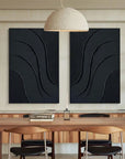 Multicolor Midnight Flow Abstract Textured Canvas Duo Set Of 2 - Artwallpainting