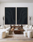Multicolor Midnight Flow Abstract Textured Canvas Duo Set Of 2 - Artwallpainting
