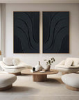 Multicolor Midnight Flow Abstract Textured Canvas Duo Set Of 2 - Artwallpainting