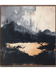 Multicolor Midnight Horizon-Hand-Painted And Gray Abstract Ink Mountain Wall Art - Artwallpainting