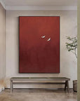 Multicolor Minimalist Red Crane Painting Asian-Inspired Modern Wall Art - Artwallpainting