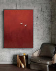 Multicolor Minimalist Red Crane Painting Asian-Inspired Modern Wall Art - Artwallpainting