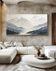 Multicolor Minimalist Textured Mountain Landscape Art - Gray And White - Artwallpainting