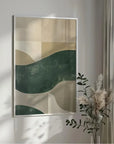 Multicolor Modern Abstract Canvas Art - Minimalist Green And Beige Wall Decor - Artwallpainting