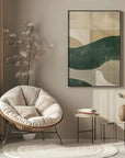 Multicolor Modern Abstract Canvas Art - Minimalist Green And Beige Wall Decor - Artwallpainting