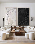 Multicolor Monochrome Rhythm Abstract Line Canvas Duo Set Of 2 - Artwallpainting