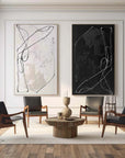 Multicolor Monochrome Rhythm Abstract Line Canvas Duo Set Of 2 - Artwallpainting