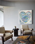 Multicolor Multilingual Love Heart Abstract Painting Inspiring Wall Art Decor - Artwallpainting