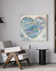 Multicolor Multilingual Love Heart Abstract Painting Inspiring Wall Art Decor - Artwallpainting