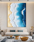 Multicolor Ocean Edge Textured Coastal Painting - Artwallpainting