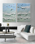 Multicolor Ocean Serenity Diptych Art Set Of 2 - Artwallpainting