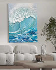 Multicolor Ocean Symphony Textured Wave Art - Artwallpainting