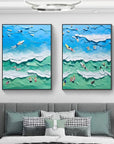Multicolor Ocean Vibes Surf Diptych Set Of 2 - Artwallpainting