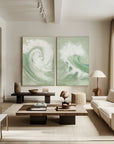 Multicolor Oceanic Symphony - Dual Abstract Wave Canvas Art Set Of 2 - Artwallpainting
