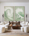 Multicolor Oceanic Symphony - Dual Abstract Wave Canvas Art Set Of 2 - Artwallpainting