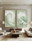 Multicolor Oceanic Symphony - Dual Abstract Wave Canvas Art Set Of 2 - Artwallpainting