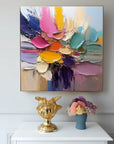 Multicolor Petal Symphony - Abstract Flower Impasto Canvas Art Painting - Artwallpainting