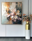 Multicolor Radiant Bloom - Hand Drawn Thick Painted Floral Wall Art In Modern Interior Design - Artwallpainting