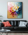Multicolor Radiant Bloom-Hand-Painted Abstract Oil Painting With High Saturation Color, Wall Art - Artwallpainting