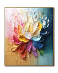 Multicolor Radiant Bloom-Hand-Painted Abstract Oil Painting With High Saturation Color, Wall Art - Artwallpainting