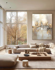 Multicolor Reflections By The Lake Abstract Serene Landscape Canvas - Artwallpainting