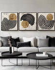 Multicolor Rhythm - Geometric Textured Abstract Triptych Oil Painting - Artwallpainting