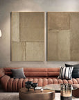 Multicolor Rustic Harmony Textured Neutral Canvas Set Of 2 - Artwallpainting