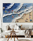 Multicolor Seaside Delight Textured Beach Scene Art - Artwallpainting