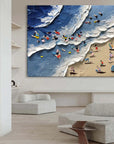 Multicolor Seaside Delight Textured Beach Scene Art - Artwallpainting