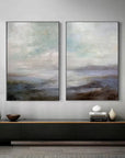 Multicolor Serene Abstract Landscape Canvas Art - Ocean And Sky Painting Set Of 2 - Artwallpainting